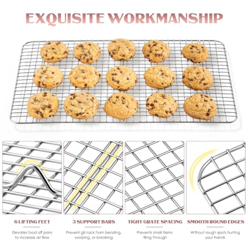 Cooling Rack Set of 2, E-far 18½x12½ Wire Racks for Baking Cooking Grilling - size: 18.5"x12.6"