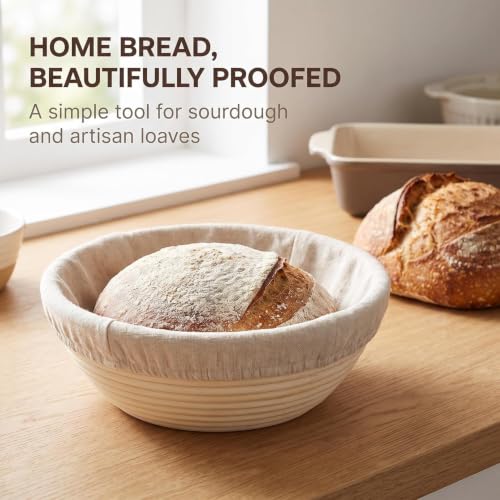 2Pcs 9 Inch Proofing Bread Basket Cloth, Round Cloth Baking Supplies Bread, Reusable Breathable Liner Cotton Flax Banneton Proofing Bread Cloths, Baking Tools and Accessories, Bread Proofing Baskets