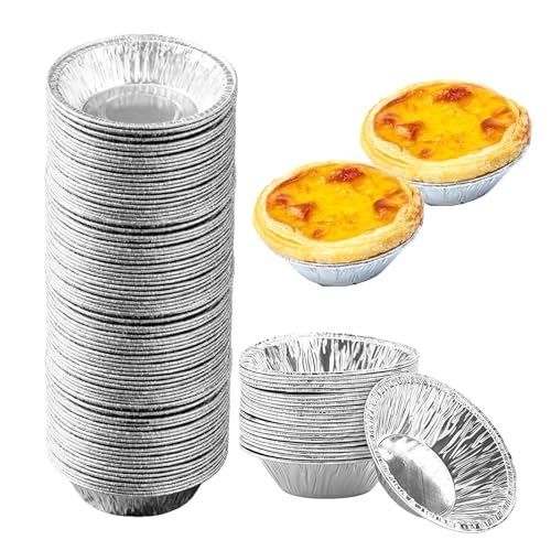 Disposable Aluminum Foil Tart,100 Pack Mini Pie Tins,Pie Pans for Baking Personal Mini Pies,Round Pie Tart Small Tin Foil Pans - style: 100 Pack