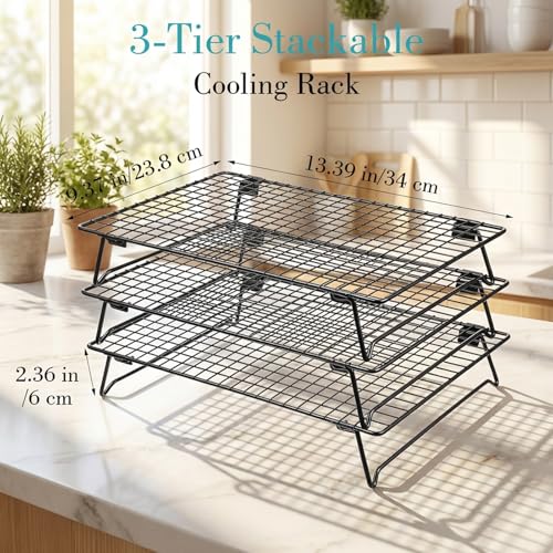 Kifmurase 3-Tier Stackable Baking Racks Cooling Carbon Steel Wire Rack