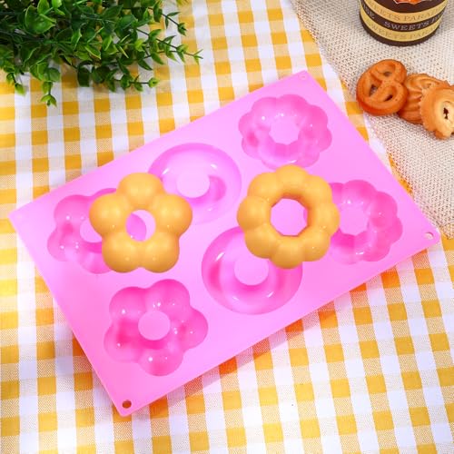 3 Pack Silicone Donut Pan for Baking,Non-Stick Doughnut Pan with 6 Indentations，Dishwasher Safe, Heat Resistant and Microwave Safe