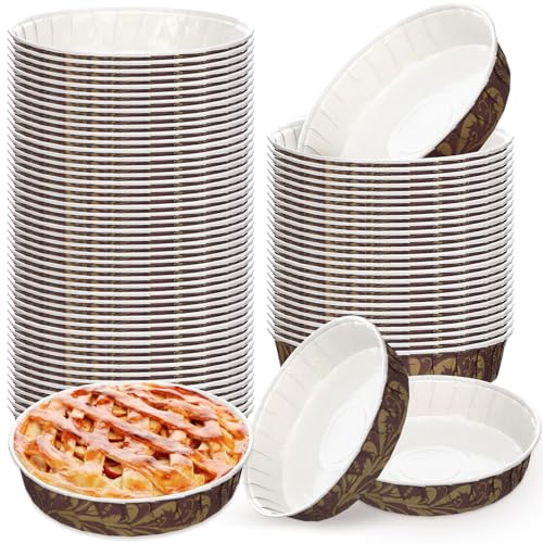 50 Pcs Paper Cake Baking Pans 6 x 1.4 Inches Disposable Pie Pans