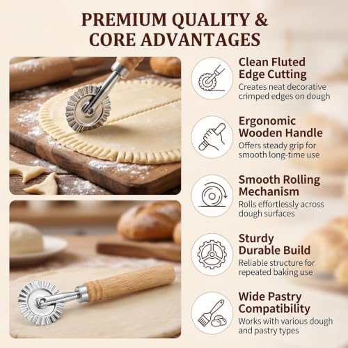 Pastry Wheel Cutter with Wooden Handle