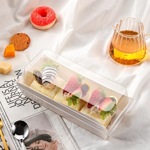 50 Pack 7.5x3.3in Small Charcuterie Boxes with Clear Lids, Mini Treat Box - color: White