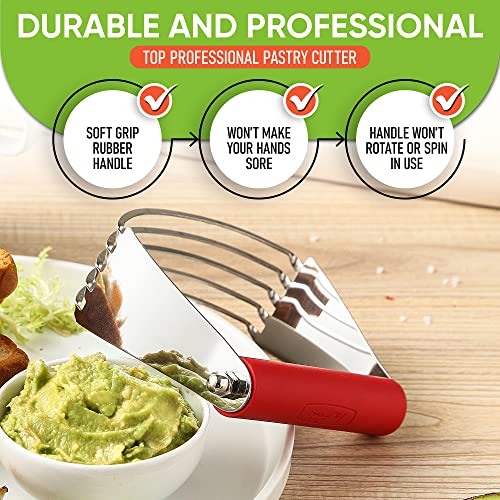 Spring Chef Large Dough Blender For Baking - Durable Pastry Blender - Red - color: Red, size: 4" Large