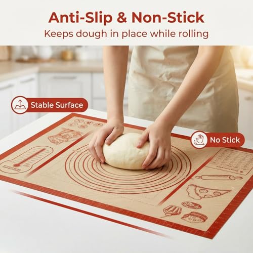 Non-slip Silicone Pastry Baking Mat 32''x 24'' Extra Large for Pastry Bread - size: 32"L x 24"W