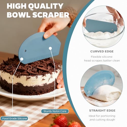 Silicone Bowl Scraper & Plastic Dough Scraper for Bread Dough, Kitchen Use - color: Blue