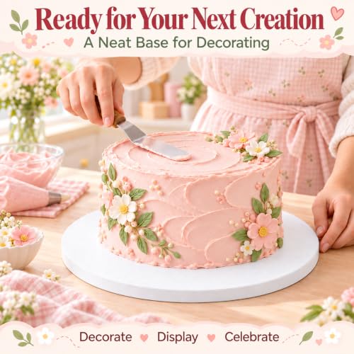10 Inch Cakeboard 12 Pack, 1/2 Inch Thick Round Cake Boards, Bend Resistant & Sturdy White Cake Cardboard for Presenting Heavy/Tall Tiered Cakes, Base Para Pastel - size: 10 inch