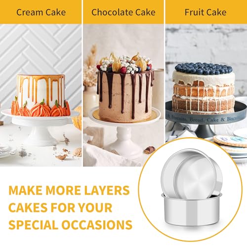 TeamFar 5 Inch Cake Pan Set of 3, Stainless Steel Small Layer Cake Pans Tin - size: 5 inch