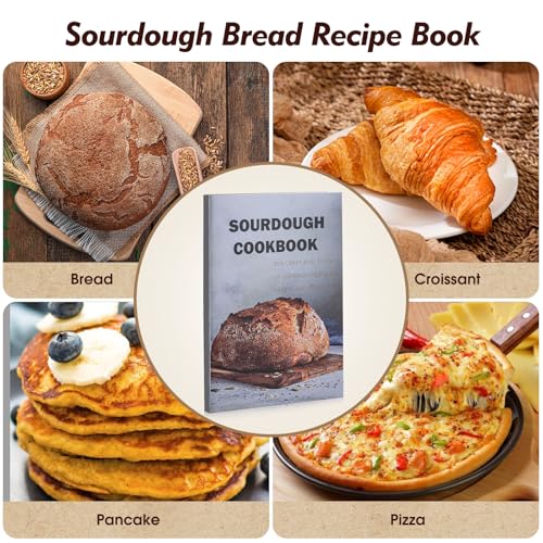 Friheten Sourdough Starter Kit,Sourdough Bread Baking Supplies,40oz Sourdough Starter Jar,Banneton Bread Proofing Basket Set with 9" Round & 10" Oval,Sourdough Bread Baking Tools