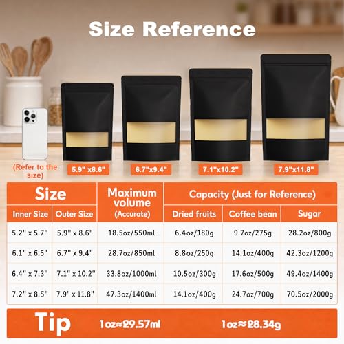 FireKylin 100 Pcs Resealable Bags, Matte Window, Paper, Black,6.7 x 9.4 in - color: Black, size: 6.7"x9.4"