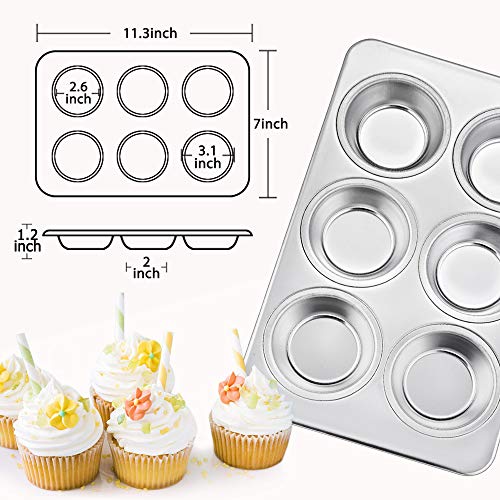 TeamFar 2 Packs Muffin Pan, Stainless Steel Muffin Cupcake Pan Tin Tray