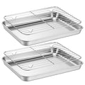 Baking Sheet with Wire Rack (2 Pans + 2 Racks), Stainless Steel Cookie Sheet with Cooling Racks, Stainless Steel Cookie Sheets Pan and CoolingRack for Baking Cookies Jelly Rolls