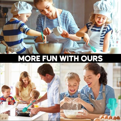 5-Pack Silicone Spatula Set – Heat-Resistant Baking, Cooking & Mixing Tools, Seamless Design, Non-Stick & Easy to Clean, Aqua Sky - color: Aqua Sky
