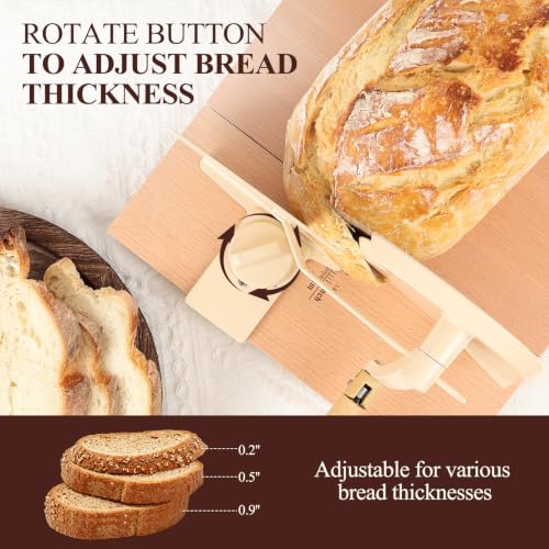 Manual Bread Slicer for Homemade Bread,Even Slicing from Thin to Thick - color: Soft Cream