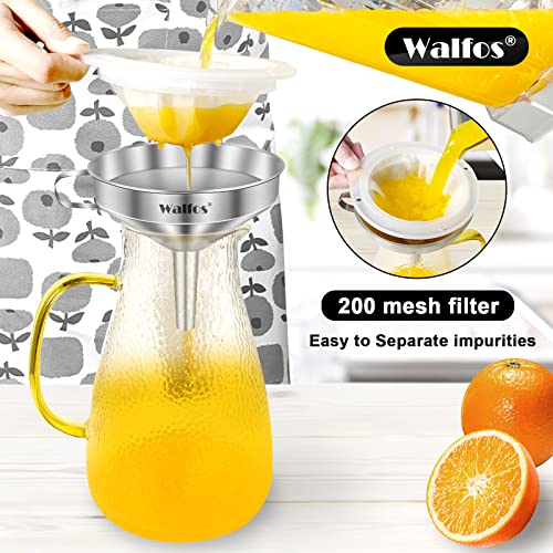 Stainless Steel Funnel, Walfos Kitchen Funnel with 2 Removable Strainer ＆ 1Pc Cleaning Brush, Perfect for Transferring of Liquid, Oils, Jam, Dry Ingredients & Powder (Big, 4.9") - color: 1pcs 4.9in Stainless Steel