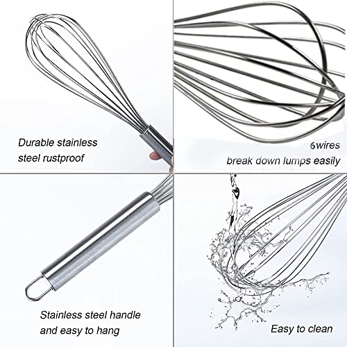 Utoolmart Whisk, 8 Inch Stainless Steel Egg Wire Whisks, Balloon wire whisk for Cooking Baking, Professional Whisking Wisk Kitchen Tool Utensil, Wisker for Stirring