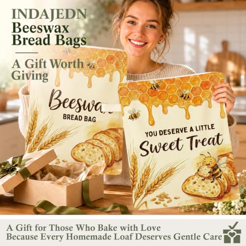 Sweet Baking Lover Gifts Beeswax Bread Bags 2 Pack XL 13x17in - color: Sweet Treat