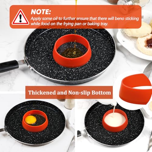 KOLUTI 6 Pack 3.15 Inch Nonstick Silicone English Muffin Rings, Durable Round Frying Egg Patty Omelette Cooker Mold, Circle Ring for Crumpet Pancake Pastry Cookie Baking, BPA Free and 3 Colors - color: 3COLOR-3.15