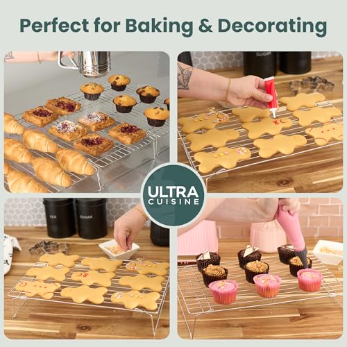 Durable 3 Tiers Stackable, 16" x 10" Cooling Rack for Baking - size: 10" x 16" 3-Pack