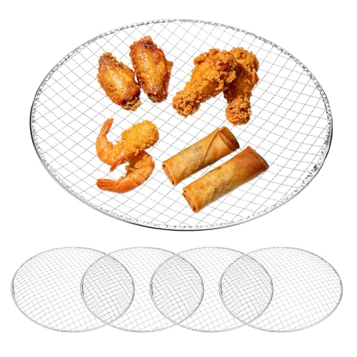 M METERXITY 5 Pack Disposable Grill Toppers, Round 12.99 Inch Galvanized Grill Grates, Disposable Roasting Racks Replacement for Outdoor, BBQ, Camping, Picnics - size: 12.99''