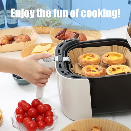 Thick Air Fryer Paper Liners Disposable Parchment Paper Non-Stick 100PCS Fit 3-5QT Air Fryer Liners Air Roasting Microwave Basket Oil-proof Resistant Baking Parchment Paper(Square, 6.5inch) - color: Paper-Square, size: 6.5inch-100PCS