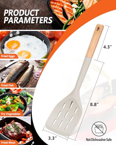 Badiano Silicone Spatula, Non Stick Turner for Cooking, Food Grade, Khaki - color: Khaki