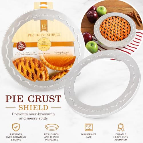 Mrs. Anderson's Baking Pie Crust Protector Shield, Set Of 2, Fits 9.5-Inch And 10-Inch Pie Plates, Prevents Over-Browning And Spills - style: Original, 10-Inch, Set/2