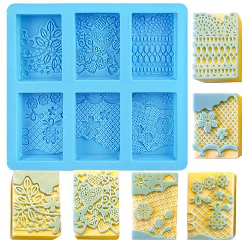 Silicone Soap Molds, 3D Detailed Flower & Rectangular Lace Pattern - color: Lace Embossing Soap