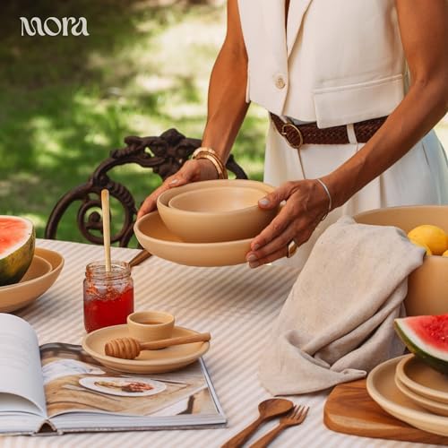Mora Nano Ramekins Set of 4, 2oz Ceramic Pottery Sauce Cups - Microwave, Oven and Dishwasher Safe - Merrigold - color: Merrigold, size: Nano