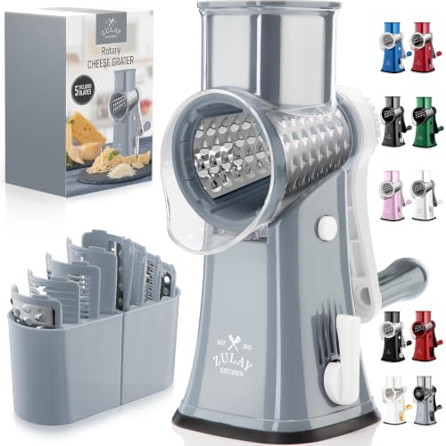 Rotary Cheese Grater Hand Crank, Vegetable Shredder - Gray & White - color: 05 - White and Gray