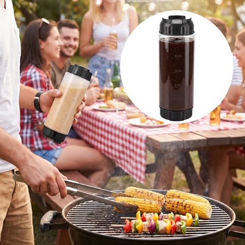 Grevosea 2 Pcs 20 oz Squeeze Bottles, Refillable Large Valve Condiment Dispenser, Self-Sealing Leakproof Syrup Ketchup Sour Cream Sauce Bottle for Restaurant Home Kitchen(Black) - color: Black, size: 20 Ounces (Pack of 2)