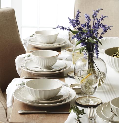 Lenox French Perle Scallop White Stoneware 18-Piece Dinnerware Set for 6 - color: White, style: 18-Piece Dinnerware Set
