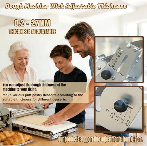 Commercial 110V Electric Dough Sheeter Machine, Reversible Puff Pastry Sheeter And Fondant Roller, Dough Roller, Adjustable Thickness 0-25mm, Folding Dough Sheeter For Bakeries, Pastries,（22.7"） - color: Large