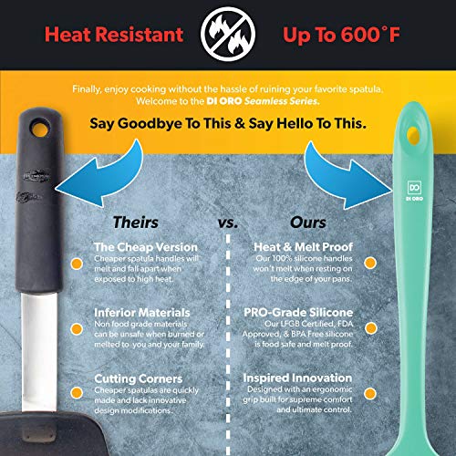 DI ORO Mini Silicone Spatula - Small Jar Scraper, 600F Heat Resistant, Mint - color: Mint