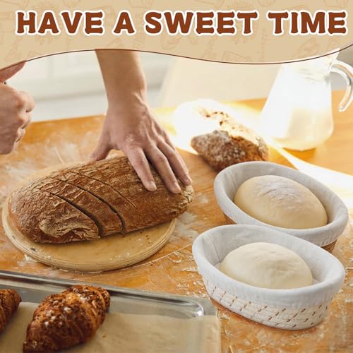 6 Set Mini Banneton Basket for Sourdough Bread Proofing, Brown - color: Brown, size: 6.9 x 4.53 x 2.36 Inches