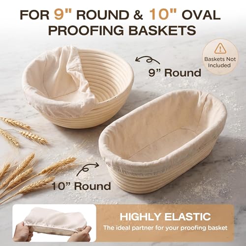 6Pack Bread Proofing Liners 9"/10" Cotton Banneton Sourdough Cover - size: 4 Pack 9" Round & 2 Pack 10"Oval