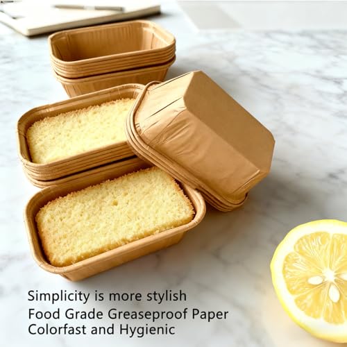 50 Pcs Mini Loaf Pan Liners Disposable Paper Baking Pans - color: Small-rectangular-50-B