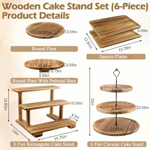 Esmorah Rustic Wooden Dessert Table Display Set of 6, Cupcake Stand - color: Set of 6