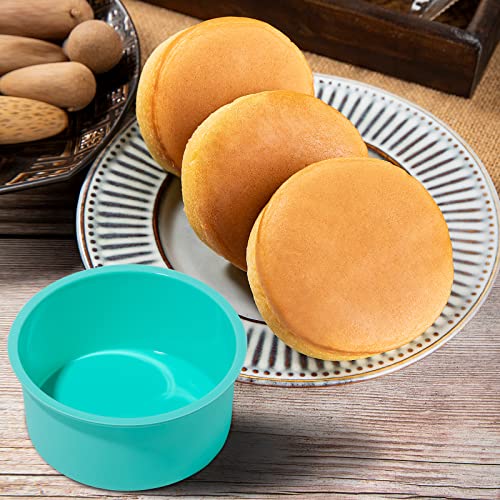 Silicone Mini Round Cake Molds, 4 Inch, Green, Set of 6 - color: Green