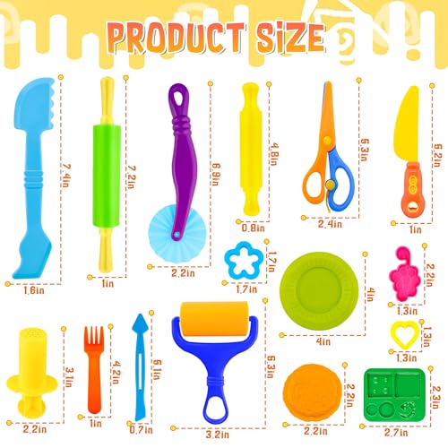 Dough Play Tools for Kids,84pcs Basic Dough Play Toys Includes Cutters,Roller,Rolling Pins,Safety Scissors,Plastic Knife,Fruit Vegetable Molds,Kitchen Tools - style: 84pcs