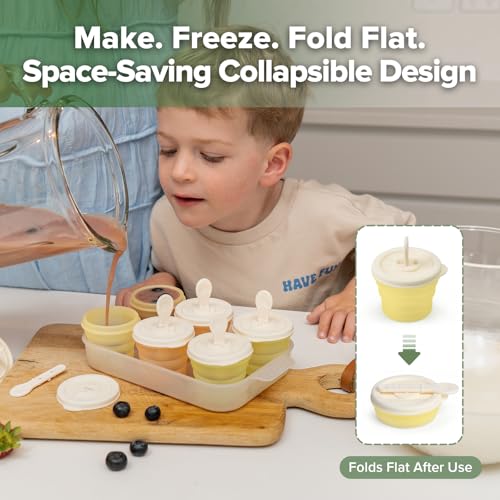 haakaa Silicone Popsicle Molds for Kids, Collapsible Ice Pop Molds, 6 Pack