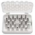 Ateco 29 Piece Cake Decorating Set, Includes 26 Stainless Steel Tubes, 1 Standard Coupler, 2 Flower Nails in Hinged Storage Box