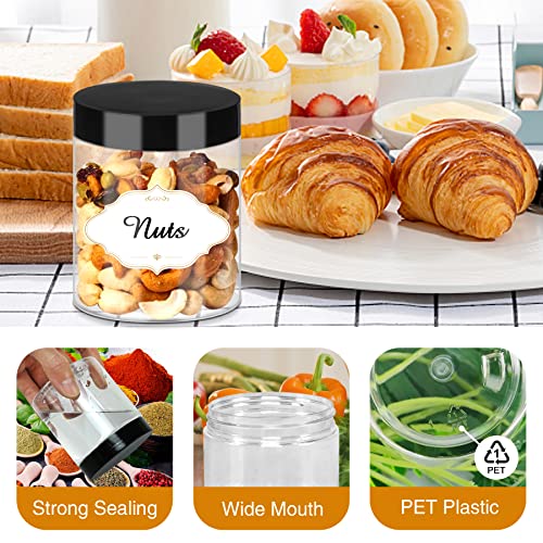 PeacePeo 8 OZ Plastic Jars with Lids, 48 Pcs Slime Storage Containers