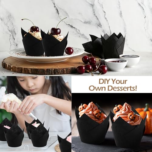 Ruisita 150 Pcs Black Mini Cupcake Liners Muffin Liners Baking Cups - color: Black