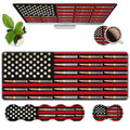 4 in 1 Ergonomic Memory Foam Mouse Pad Wrist Rest Set, Large XXL Gaming Desk Pad + Keyboard Wrist Rest + Mouse Wrist Cushion + Coaster for Home Office Study Gaming, American Flag & Bullets - color: American Flag & Bullets