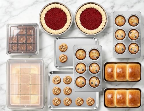 Leonyo Non-Toxic Stainless Steel Bakeware Baking Sheet Set of 10 with Lid