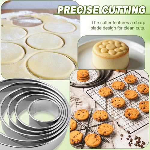 6PCS Round Cookie Cutter Stainless Steel Biscuit Cutters For Baking