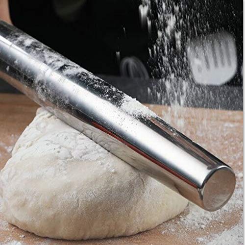 AMUZHI Smooth Seamless Stainless Steel Rolling Pin, 16,7Inch - size: 16.7in + No Mat