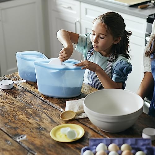 Stasher Premium Reusable Silicone Food Storage Bowl, Blue, 8-Cup - color: Blue, size: 8-Cup